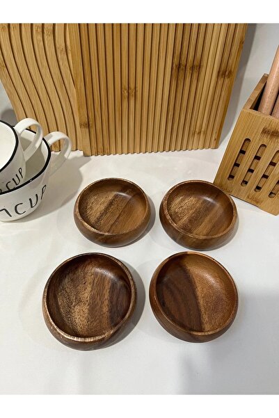 Home 4'lü Yuvarlak Akasya Çerezlik, Akasya Çerez Kasesi, Akasya Sosluk