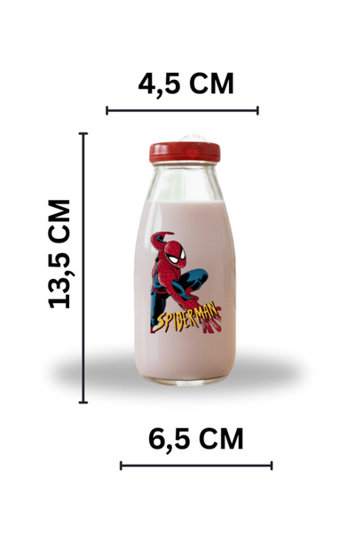 Milea 6 Adet Sızdırmaz Kırmızı Kapak Cam Süt Meşrubat Parti Doğum Günü Şişesi Suluk 250ML