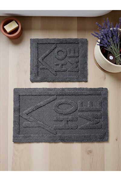 Evimle Myraa Cotton Bath Mat Set (60X100)(50X60Black+-+001