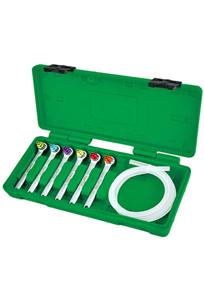 TOPTUL Set of 7 tools for bleeding brakes and hydraulic systems JGAI0705, 6 x wrenches, 1 meter hose