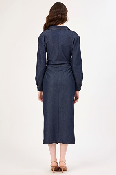 FEVER Yanları büzgülü denim gömlek elbise