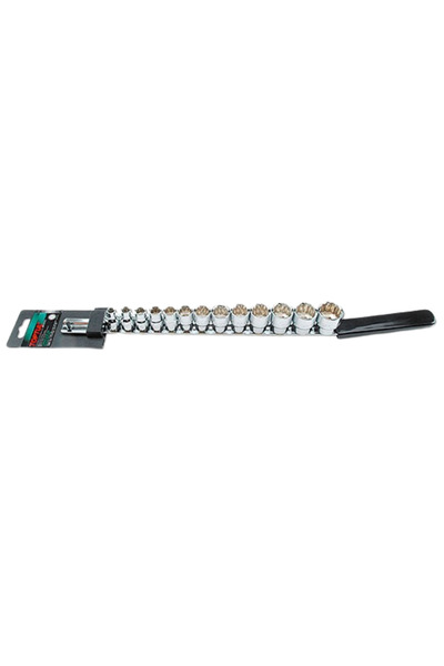 TOPTUL GBAQ1301 deep socket wrench set, 3/8 inch square drive, bi-hexagonal profile, l finish