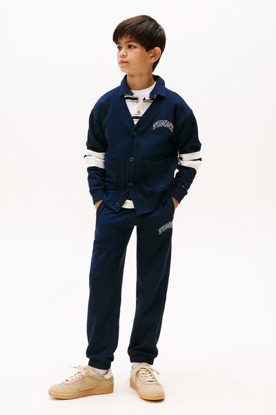 Tommy Hilfiger Erkek Çocuk Kolu Çizgili Kolej Hırka - Lacivert