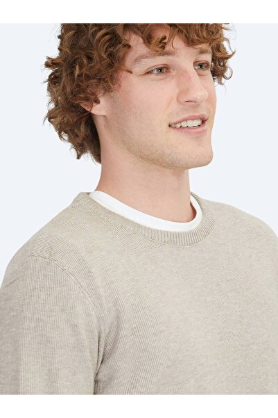 Kip Vizon Bisiklet Yaka Jakarlı Triko Kazak