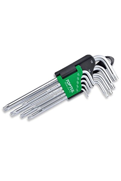 TOPTUL Set of 9 long torx hex keys GAAL0919, sizes T10, T15, T20, T25, T27, T30, T40, T45, T50,