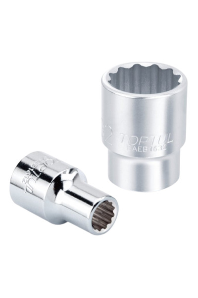 TOPTUL BAEB1609 socket wrench, 1/2 inch square drive, bi-hexagonal profile, 9 mm wrench size