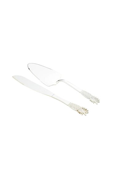 ORIAN مغرفة كيك وسكين من المعدن الفضي