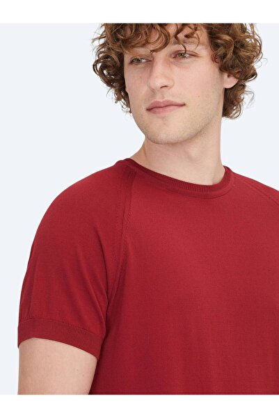 Kip Red Crew Neck Jacquard Knitwear