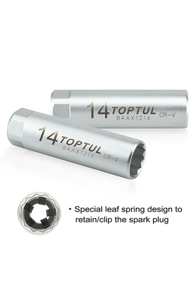 TOPTUL BAAX1214 spark plug socket, with leaf spring, 3/8 inch square drive, opening c