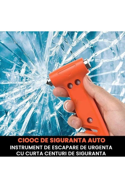 Vaxiuja Emergency Hammer 2-in-1 for Breaking Car Windows and Cutting Seat Belts, Vaxiuja, Orange