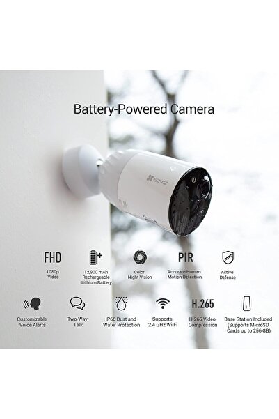 EZVIZ كاميرا مراقبة خارجية BC1 مزودة بخاصية WiFi بدقة 1080 بكسل وعمر بطارية ي...