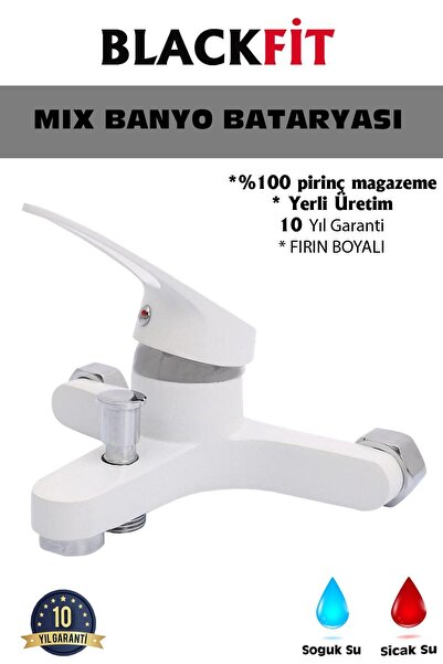 BF BLACKFİT Beyaz Mix Banyo Bataryası Aç Kapa Duş Çeşmesi Musluğu