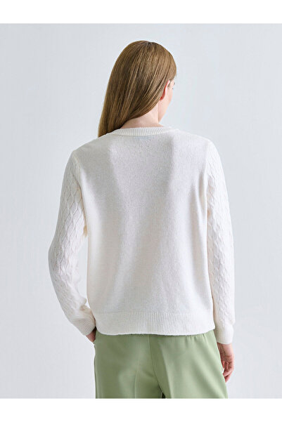 LC Waikiki Vizyon New Season Crew Neck Self-Patterned Women's Knitwear Cardigan