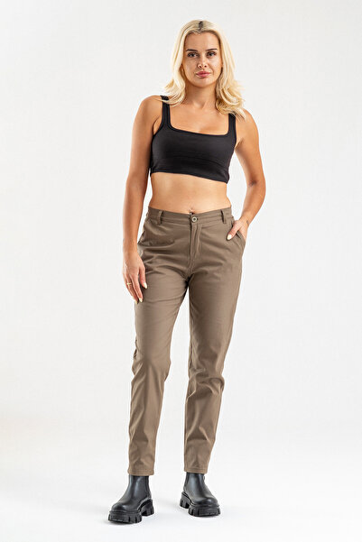 Bold & Young Women's Lycra Cotton Fabric Side Pocket Trousers