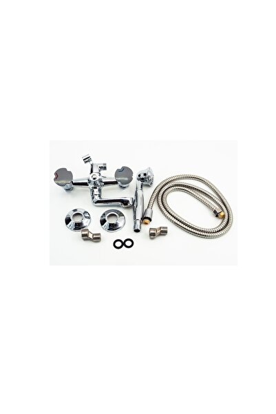 Trendy's Μπαταρία μπανιέρας TRENDY'S, επιτοίχια, διπλό χειριστήριο, γυαλιστερό χρώμιο