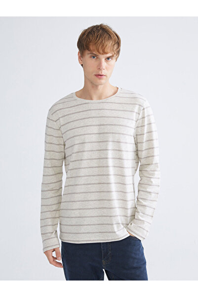 LC Waikiki Ανδρικό μπλουζάκι με μακρυμάνικο ριγέ λαιμόκοψη Izr New Season