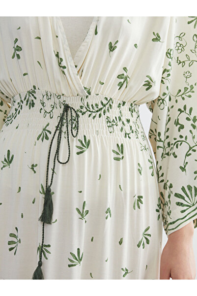 LC Waikiki Φόρεμα με κορδόνια με λουλούδια διπλό πέτο