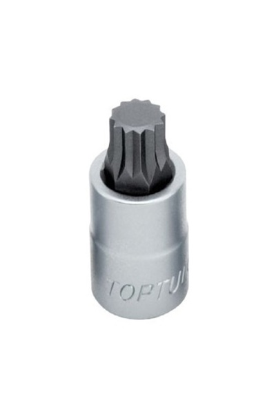 TOPTUL Bit with bi-hexagonal profile BCHA1616, M16 socket, 1/2 inch drive, length 55 mm, chrome