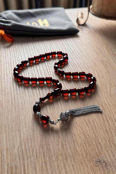 dergah tesbih Heavy Silver Design Magnificent Dough Fire Crimping Amber Prayer Beads