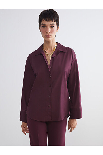 LC Waikiki Alita City Lcw Vision Plum Poplin Women's Shirt with a Difference