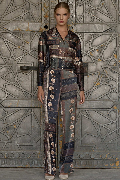 FEVER Safari desenli geniş paça pantolon