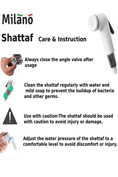Milano Travel Shattaf Full Set | Portable Handheld Bidet Spray, Easy-to-Carry Travel Hygiene Kit,