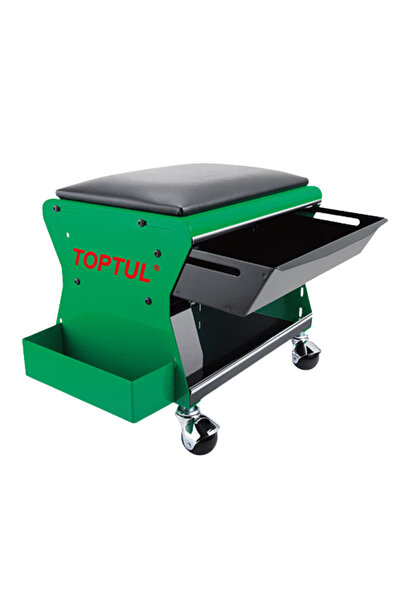 TOPTUL Scaun JCA350B mecanic cu role și sertar, căptușit din spumă PVC, zonă depozitare, înăl
