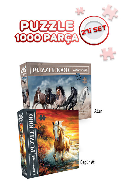 Neverland 2 ADET 1000 PARÇA PUZZLE- ÖZGÜR AT VE ATLAR