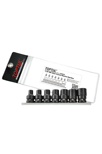 TOPTUL 7-piece impact socket set GDAG0701, 1/2 inch square drive, torx profile, open end