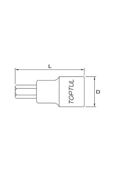 TOPTUL Bit with hexagonal profile BCDA1612, 12 mm socket, 1/2 inch drive, length 55 mm, chrome