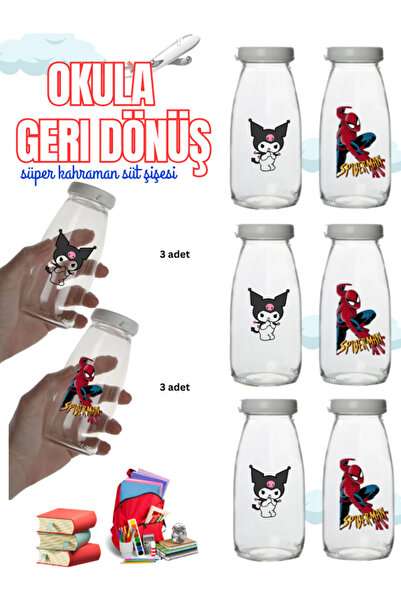 Milea 6 adet Sızdırmaz Beyaz Kapak Cam Süt Meşrubat Parti Şişesi Suluk 250ML