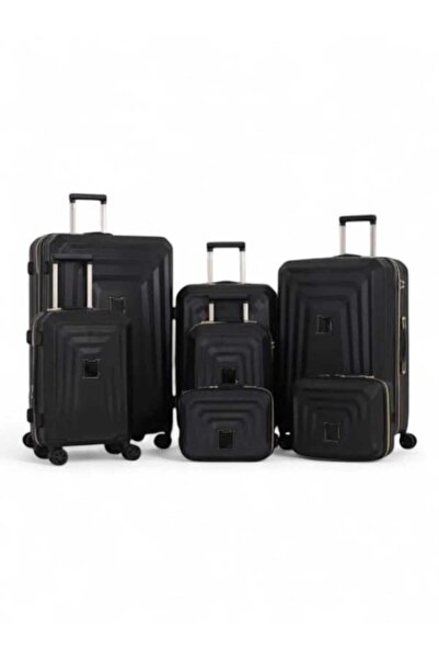 DİMA طقم شنط سفر- دبش - مكون من 7 قطع يشمل 5 شنط تروللي وشنطتين للمكياج -بكفرات دبل -وسحاب توسعه