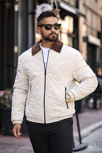 İLKCET MODA Men's Regular Quilted Collar Detailed Coat