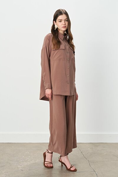 Nihan Pantolon Tunik Modal Takım Kahve