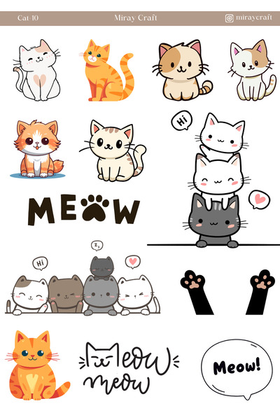 MirayDesign 1 foaie de pisică autocolante tematice (12x17 cm) pentru Bullet J...