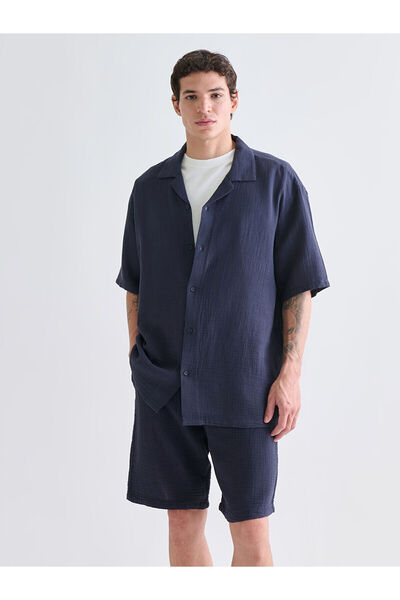 LC Waikiki Peak New Season Comfortable Fit Resort Collar Short Sleeve Muslin ...