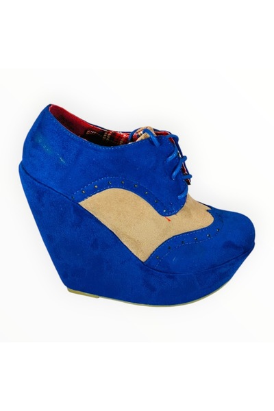 Vadodara JOXY - Pantofi Brogue pentru femei cu talpă plată, model suedetă, albastru, mărimea 37 EU