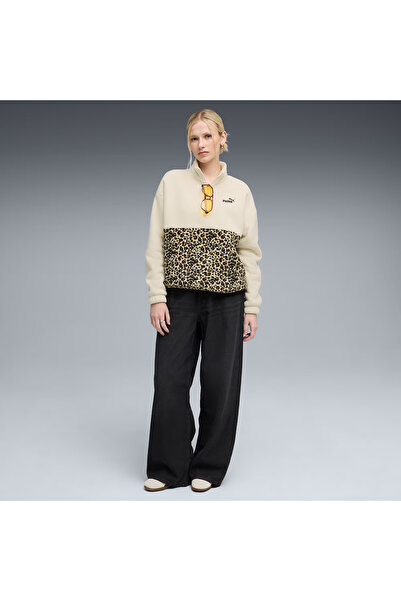 Puma Ess Graphic Animal Crew Kadın Bej Günlük Stil Sweatshirt 68808387