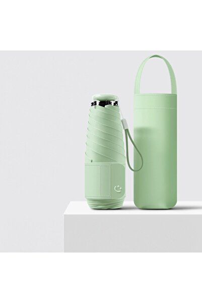 LEBLOU Mini Folding Umbrella with Case, Mint Green