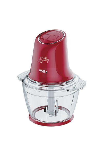 Voltz Oliver Daisy OV51111W Chopper, 600W, 1 liter, Double steel blade, Glass bowl, Red