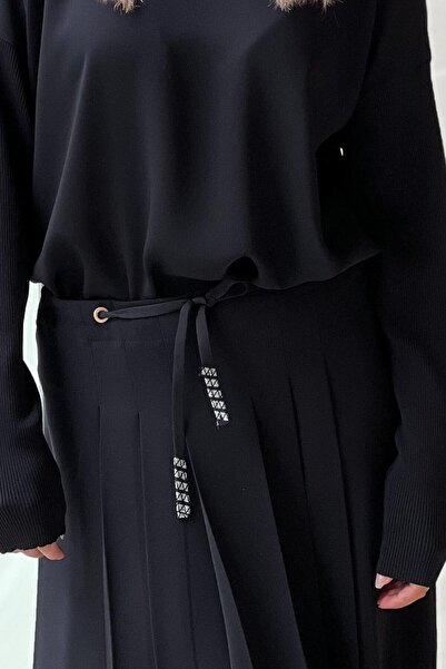 Ghisa Drawstring Pleated Patterned Skirt