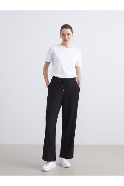 LC Waikiki Γυναικείο παντελόνι με ελαστική μέση, υφή μουσελίνας, νέας σεζόν