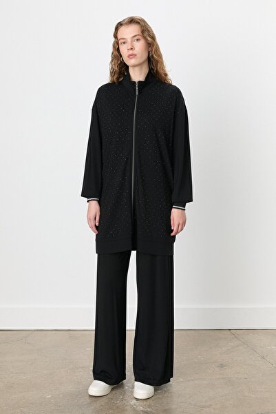 Nihan Taş Detaylı Pantolon Tunik Örme Takım Siyah