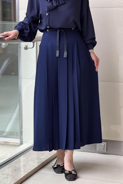 Ghisa Drawstring Pleated Patterned Skirt