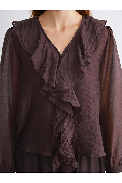 LC Waikiki V Yaka Fırfırlı Şifon Bluz