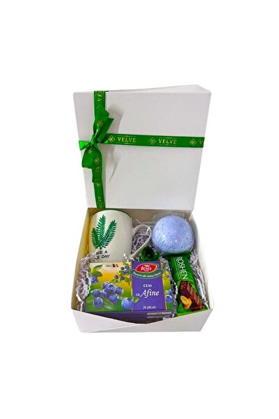 velve Pachet cadou Nice Day,cana ceramica cu mesaj, bomba spumanta,ceai,ciocolata, 19x19x9 cm