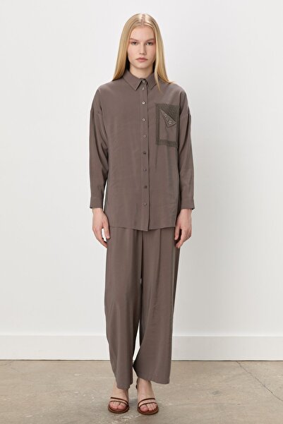 Nihan Pantolon Tunik Modal Takım Kahve