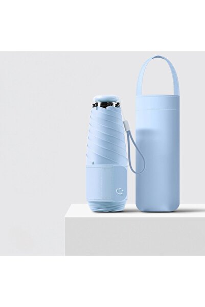 LEBLOU Mini Folding Umbrella with Case, Anti-UV, Waterproof, Bleu