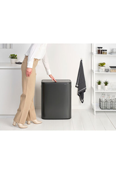 Brabantia Bo Touch 1008858 waste bin, 60 l, Smooth and silent opening, Large opening, Grey