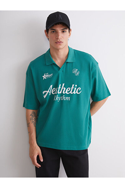 LC Waikiki Nevavm Polo Collar Printed Pique Men's T-Shirt with a Difference